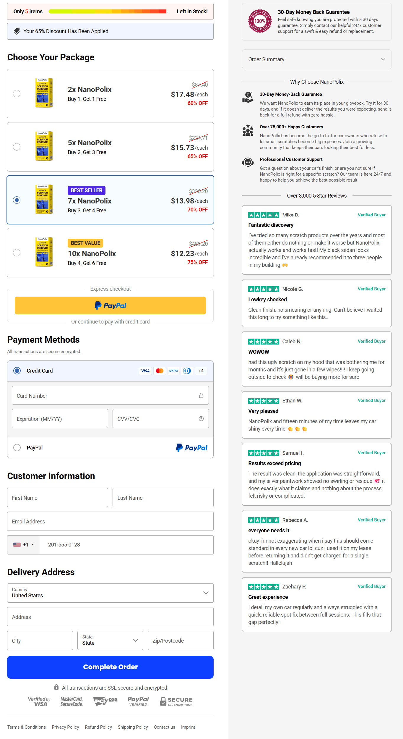 NanoPolix Secure Checkout Page